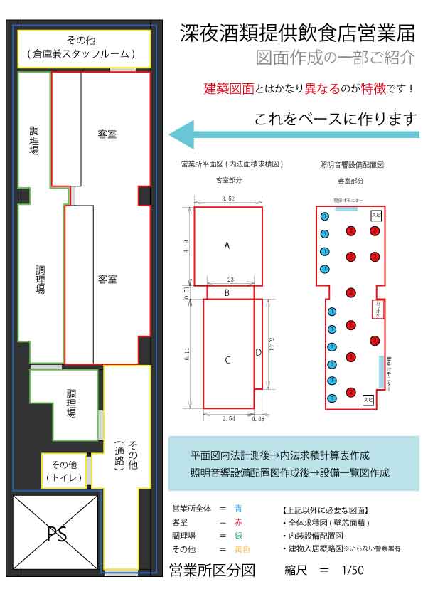 深夜酒類図面作成書き方